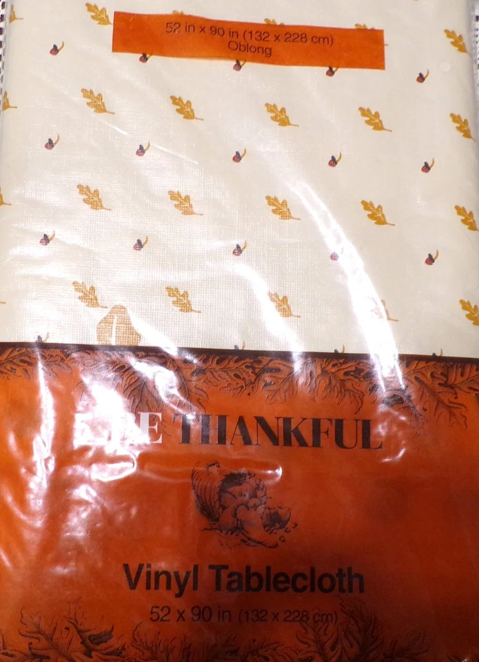 Tablecloth, Leaves on Soft Yellow Background, 52"x 90", Rectangular, Vinyl - Image 1 of 3