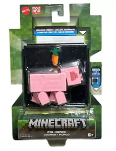 Minecraft Pig Build-A-Portal Figure With Carrot Accessory For Ages 6+ By Mattel - Picture 1 of 2