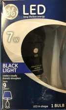 GE 7W LED Black Light A Shape Standard