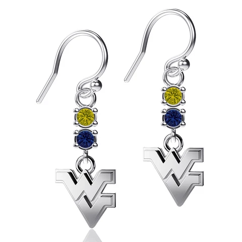 Dayna Designs West Virginia Mountaineers Dangle Crystal Earrings Cover