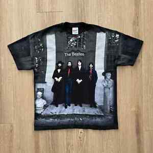 Vintage 90's The Beatles 'Hey Jude' AOP Double-Sided T-Shirt Size XL Black USA