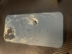 iPhone 12 PRO MAX Back Housing SPACE GRAY Apple OEM Pulled CRACKED GLASS - Picture 1 of 11