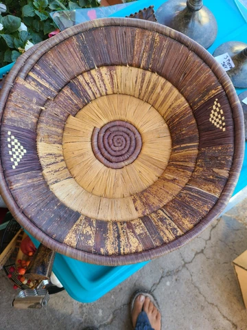 Hand Woven African Coil Basket From Kenya Wall Art Table Boho Decor Authentic Cover