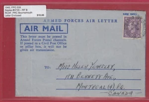 RCAF - PRC BOURNEMOUTH, LETTER ENCLOSED B & T # M15-179 # 169 - Picture 1 of 2