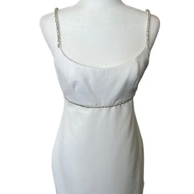 Vestido Sachin & Babi BHLDN Marfil Kinzie Midi Estrás Correas Abertura Lateral Talla 4 Foto 1 de 4