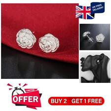 925 Sterling Silver Rose Flower Ear Stud Earrings Women Girls Jewellery Gift UK