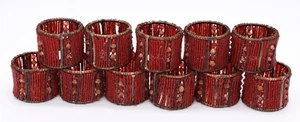 Set of 11 Red Beaded Napkin Rings - Picture 1 of 3