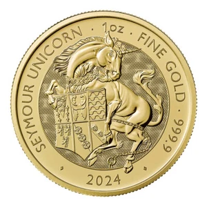 2024 U.K. 100 Pound Gold Royal Tudor Beasts Seymour Unicorn 1 oz Brilliant Un... - Picture 1 of 3