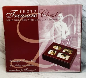 Photo Treasure Chest  Box Mahogany Finish Green Velour  Lining NEW 10”x9”x2.5” - Picture 1 of 5