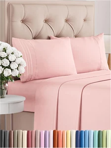 Queen Size 4 Piece Sheet Set - Comfy Breathable & Cooling Bed Sheets Set - Hotel - Picture 1 of 8