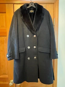 Men's Zero King winter coat 38, faux fur, lined, black, 1970's - Picture 1 of 12