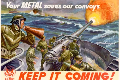 WPA War Propaganda Your Metal Saves Our Convoys Keep It Coming Poster 18x12 - Image 1 of 3