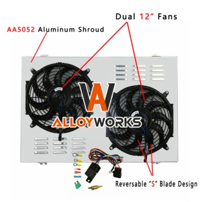 ALUMINUM RADIATOR SHROUD FAN+RELAY FOR 73-1991 Chevy C/K 10/20/30 Pickup Truck — 第 1/4 张图片