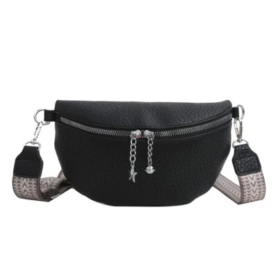 Leather Fanny Pack Crossbody Bag for Women Messenger Bag Black Sling bag - Image 1 of 4