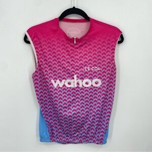Le col Wahoo sleeveless Cycling jersey pink blue Sz L