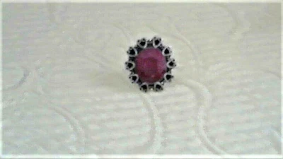 Anillo de rubí natural de ley .925 con borde de corazón para mujer talla 7 Foto 1 de 3