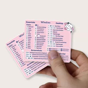 2pcs Vinyl Pink Cat Pattern Reference Keyboard Shortcut Stickers For Laptops - Picture 1 of 9