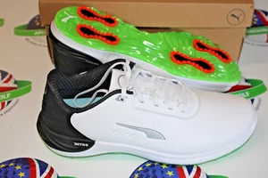 puma phantomcat nitro + golf shoes white/black/fluro green uk size 10 - Picture 1 of 4