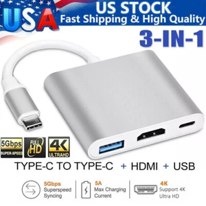 USB C Type C to HDMI HDTV TV Cable Adapter Converter For Macbook Samsung Phone - Picture 1 of 18