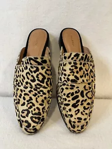 ZAPATOS HALÓGENOS MUJER TALLA 9 PELO DE BECERRO LEOPARDO MULAS SIN CORDONES BOHO COTTAGECORE - Imagen 1 de 9