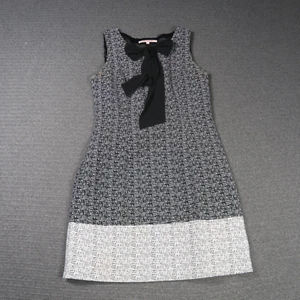 Review Womens Sheath Dress 10(AU) Black White Bow Sleeveless Office Pencil Work - Picture 1 of 9