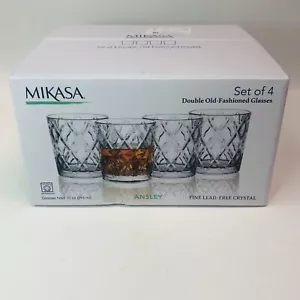 Set Of 4 Mikasa Double Old Fashioned Lead-Free Crystal Tumbler Glass 10 OZ NIB - Picture 1 of 8