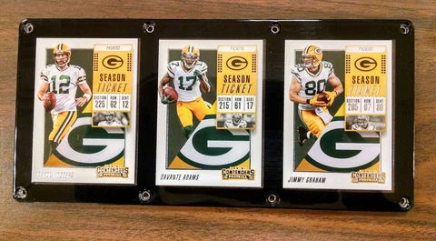 GREEN BAY PACKERS 3 CARD PLAQUE AARON RODGERS DAVANTE ADAMS JIMMY GRAHAM Cover