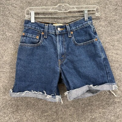 Pantalones Cortos Levi's Mujer 11 Azul Denim Lavado Oscuro Tiro Medio Puños 569 Sueltos Rectos Foto 1 de 4