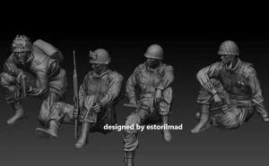 3D Print 16K 1/48 American Sherman Tank Descente Raiding Airborne Soldier Set Of - Picture 1 of 6