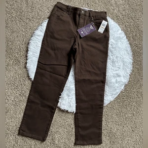 Gloria Vanderbilt Jeans Amanda klassische Passform spitz zulaufendes Bein braun neu Damengröße 12P - Bild 1 von 11