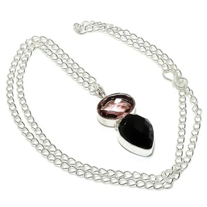 Negro Spinel, Gema Amatista 925 Plata de Ley Joyería Collar 45.7cm - Imagen 1 de 5