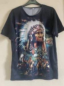 Nueva Camiseta Negra Manga Corta Gráfica Indio Nativo Americano Camiseta Talla L - Imagen 1 de 5