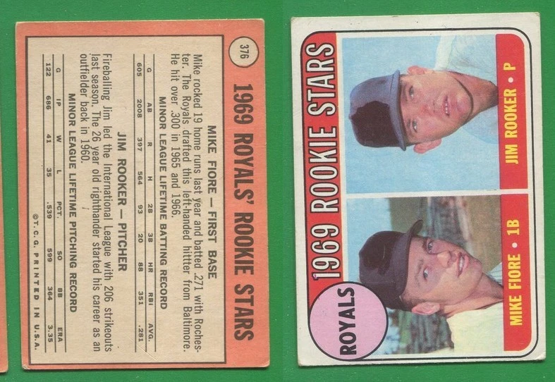 1969 Topps Baseball ~~~ ROYALS ROOKIE STARS ~~~ No. 376 ~~~ Free S/H - Image 1 of 1