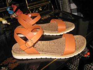 New Sun Stone Sandals Women's 9 M Mattie Ankle Strap Pumpkin Comfort - Picture 1 of 9