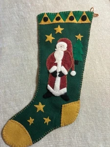 Weihnachten Filz handgenäht Santa Weihnachtsmann Strumpf (fertig) 18" hoch - Bild 1 von 3