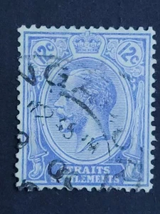 Straits Settlements 1921 1922-32 King George V Wmk MSCA 12c Blue - 1v Used #8 - Picture 1 of 2