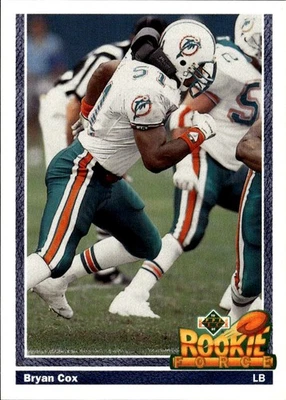 1991 Upper Deck #607b Bryan Cox Miami Dolphins Rookie - Image 1 of 2