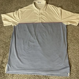 Peter Millar Polo Shirt Mens XL White Blue Summer Comfort Golf Stretch Striped - Picture 1 of 8