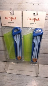 Cat & Jack Besteck 5-teiliges Set enthält Löffel, Gabel und Essstäbchen 2er Pack blau - Bild 1 von 8