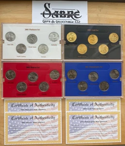 2001 US MINT STATE QUARTER COLLECTION PHILLY & DENVER PLATINUM GOLD EDITION #WG5 - Picture 1 of 6