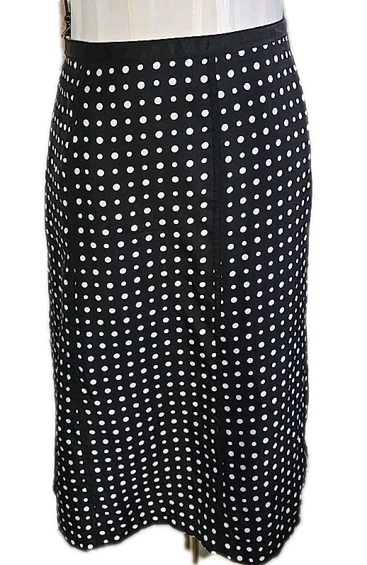 Falda Style & Co. 100 % seda lunares blancos y negros, talla 16 Foto 1 de 4