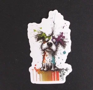 Adorable pegatina colorida brillante cachorro perro 2,5" x 1,58" (AE) - Imagen 1 de 2