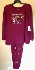 Neu mit Etikett Damen lila Nussknacker & Ballerina Pyjama Jogginghose & Oberteil Schlafset 2X - Bild 1 von 8