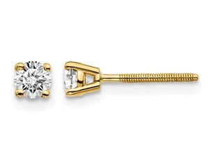 Pendientes solitarios de diamantes cultivados en laboratorio de oro de 14 K de 1/3 quilate (ctw VS2-Si1, D-E-F) - Imagen 1 de 4