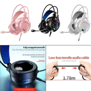 Kabelgebundene Gaming-Headset-Kopfhörer mit Mikrofon für PC-Telefon Home - Afbeelding 1 van 15