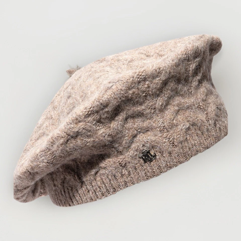 Lauren Ralph Lauren Cable Knit Beret Hat French Beanie Taupe Soft Warm $64 - Image 1 of 3