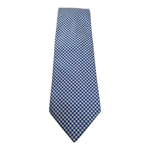 Charles Tyrwhitt Seidenkrawatte blau/silber Dogtooth Krawatte Herren formell Party BX4 - Bild 1 von 4