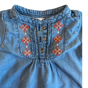 Vestido vaquero bordado Purebaby manga larga 6-12 meses - Imagen 1 de 5