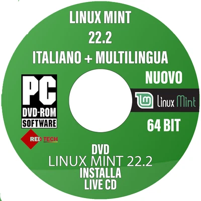 LINUX MINT 22.2 DVD LINUX MINT TUTTI I PC 64Bit ITALIANO INSTALLAZIONE + LIVECD - Imagen 1 de 2