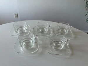 Set 5 Joe Colombo Arno Italy Glas Teetasse Kaffeetassen & Untertassen Teller Modernist - Bild 1 von 9